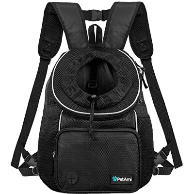 PetAmi Front Carrier Backpack for Dogs and Cats, Adjustable Ventilated Pet Chest Carrier for Hiking Camping Travel, Small Medium Dog Puppy Large Cat Carrying Bag, Max 10 lbs, Black PetAmi Front Carrier Backpack for Dogs and Cats, Adjustable Ventilated Pet Chest Carrier for Hiking Camping Travel, Small Medium Dog Puppy Large Cat Carrying Bag, Max 10 lbs, Black