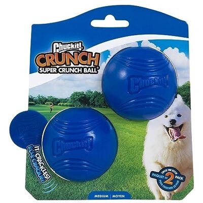 Chuckit! Super Crunch Ball – Interactive Crackling Fetch Toy for Dogs, Campatible with Launcher, Medium (Pack of 2) Chuckit! Super Crunch Ball – Interactive Crackling Fetch Toy for Dogs, Campatible with Launcher, Medium (Pack of 2)