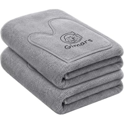 Gimars 2 Pack Thick Dog Towels with Hand Pockets, Super Absorbent, Large Microfibre Dog Drying Towels, Soft Pet Towels, 140 x 70 cm, Easy Grip for Better Control Gimars 2 Pack Thick Dog Towels with Hand Pockets, Super Absorbent, Large Microfibre Dog Drying Towels, Soft Pet Towels, 140 x 70 cm, Easy Grip for Better Control