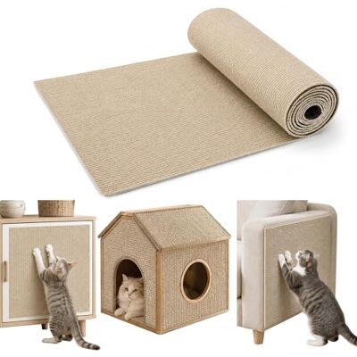 Muexoee Thickened Self Adhesive Cat Scratching Mat, 40×200cm DIY Cuttable Climbing Wall Scratch Pad, Anti Scratch Furniture Protector for Sofa, Wall, Floor, Beige Muexoee Thickened Self Adhesive Cat Scratching Mat, 40×200cm DIY Cuttable Climbing Wall Scratch Pad, Anti Scratch Furniture Protector for Sofa, Wall, Floor, Beige