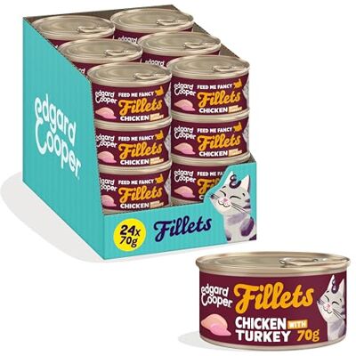 Edgard & Cooper Wet Cat Food, Fillets In Broth, 24 x 70g Chicken with Turkey, Grain-Free Cat Food, Natural Ingredients, Also For Sterilised Cats, Real Chicken & Turkey, No Added Sugar Edgard & Cooper Wet Cat Food, Fillets In Broth, 24 x 70g Chicken with Turkey, Grain-Free Cat Food, Natural Ingredients, Also For Sterilised Cats, Real Chicken & Turkey, No Added Sugar