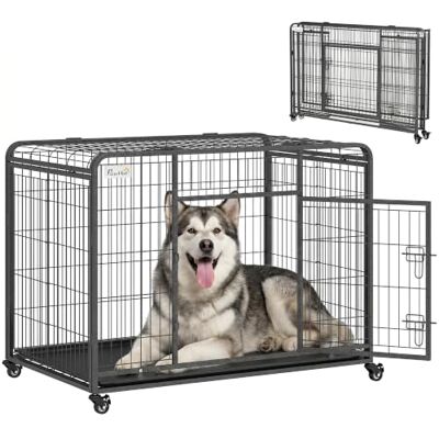 PawHut Metal Dog Cage Kennel Locking Door & Wheels Removable Tray Openable Top For Extra Large Pets 125 x 76 x 81 cm PawHut Metal Dog Cage Kennel Locking Door & Wheels Removable Tray Openable Top For Extra Large Pets 125 x 76 x 81 cm