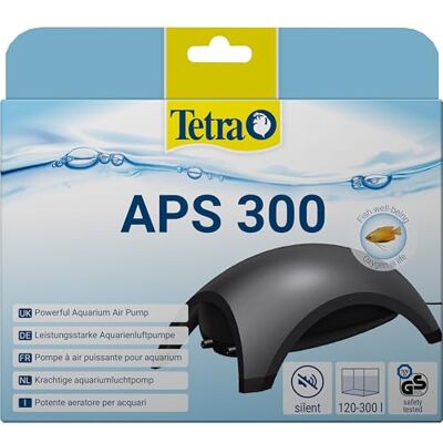 Tetra APS300 Silent Aquarium Air Pump for 120 300 Litre Fish Tanks, Black Tetra APS300 Silent Aquarium Air Pump for 120 300 Litre Fish Tanks, Black