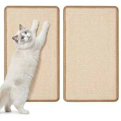 Gimars 2 Pack Cat Scratching Mat, 50 x 30 cm Natural Sisal Cat Scratcher Pad, Non-Slip Couch, Carpet & Wall Protector Guard for Indoor Cats, Beige Gimars 2 Pack Cat Scratching Mat, 50 x 30 cm Natural Sisal Cat Scratcher Pad, Non-Slip Couch, Carpet & Wall Protector Guard for Indoor Cats, Beige