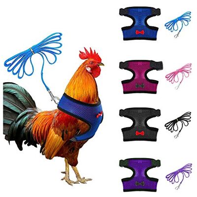 Aulock 4 Pcs Adjustable Chicken Harness with Leash- 4 Styles Comfortable Hen Vest Breathable Mesh Training Harness and Leash for 2.5-3.6 Lb Duck Goose Hen Small Pets Aulock 4 Pcs Adjustable Chicken Harness with Leash- 4 Styles Comfortable Hen Vest Breathable Mesh Training Harness and Leash for 2.5-3.6 Lb Duck Goose Hen Small Pets