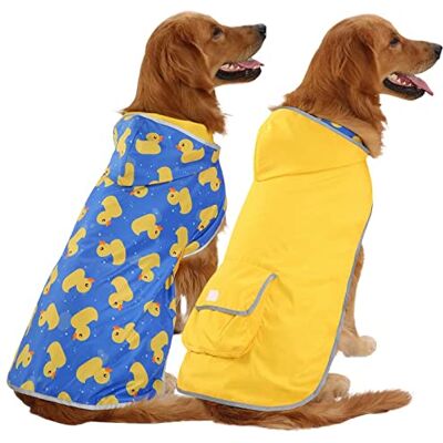 HDE Reversible Dog Raincoat Hooded Slicker Poncho Rain Coat Jacket for Small Medium Large Dogs Ducks/Yellow 3XL HDE Reversible Dog Raincoat Hooded Slicker Poncho Rain Coat Jacket for Small Medium Large Dogs Ducks/Yellow 3XL