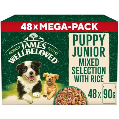 James Wellbeloved Grain Free Puppy Dog Food with Turkey Lamb and Chicken in Gravy Pouch 48 x 90 g James Wellbeloved Grain Free Puppy Dog Food with Turkey Lamb and Chicken in Gravy Pouch 48 x 90 g