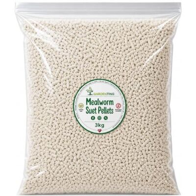 Garden Ting Mealworm Suet Pellets Wild Bird Food, 3kg Garden Ting Mealworm Suet Pellets Wild Bird Food, 3kg