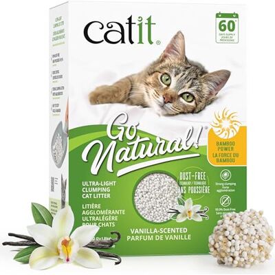Catit Go Natural Vanilla Scented Ultra-Light Bamboo Clumping Cat Litter, Deodorising, 99% Dust-Free, Fast Clumping Cat Litter, Ultra-Light Plant-Based Litter for Cats & Kittens, 3.6kg Bag Catit Go Natural Vanilla Scented Ultra-Light Bamboo Clumping Cat Litter, Deodorising, 99% Dust-Free, Fast Clumping Cat Litter, Ultra-Light Plant-Based Litter for Cats & Kittens, 3.6kg Bag
