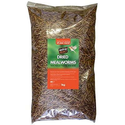 Extra Select Dried Mealworms for Wild Birds: Protein Rich Wild Bird Food for Robins to Finches Meal Worms for Garden Birds 5 Litre Refill (1 kg) Extra Select Dried Mealworms for Wild Birds: Protein Rich Wild Bird Food for Robins to Finches Meal Worms for Garden Birds 5 Litre Refill (1 kg)