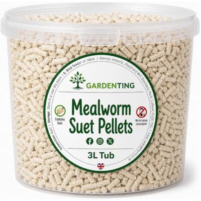 Garden Ting Mealworm Suet Pellets Wild Bird Food High Energy, 3L Tub Garden Ting Mealworm Suet Pellets Wild Bird Food High Energy, 3L Tub