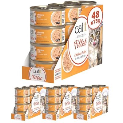 Catit Cuisine Fillet, Real Chicken Fillet in Broth, Grain Free Wet Cat Food for Adult Cats, High Meat Tinned Cat Food in Broth 4 x 12 pack Catit Cuisine Fillet, Real Chicken Fillet in Broth, Grain Free Wet Cat Food for Adult Cats, High Meat Tinned Cat Food in Broth 4 x 12 pack