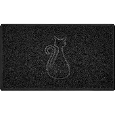 Nicoman CAT Shape Cat Litter Box Mat, Dog Food Feeding Tray Matt, Non-Slip, Easy Clean, Washable(75x44cm,Medium),BLACK Nicoman CAT Shape Cat Litter Box Mat, Dog Food Feeding Tray Matt, Non-Slip, Easy Clean, Washable(75x44cm,Medium),BLACK