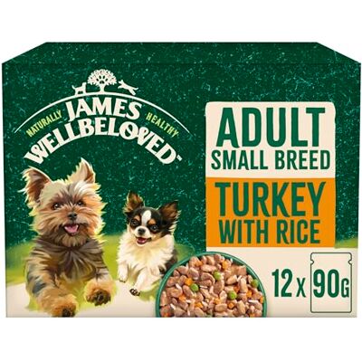 James Wellbeloved Adult Dog Food for small dogs with Turkey in Gravy Pouch 12 x 90 g James Wellbeloved Adult Dog Food for small dogs with Turkey in Gravy Pouch 12 x 90 g