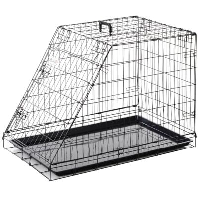 PawHut Trapeze Collapsible Dog Pet Travel Box Cage 93 x 58 x 65cm Removable Tray PawHut Trapeze Collapsible Dog Pet Travel Box Cage 93 x 58 x 65cm Removable Tray