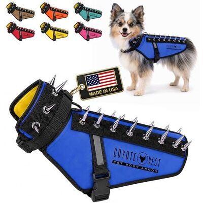 CoyoteVest Dog Harness Protection Vest, Reflective Dog Accessories with Spikes to Shield Your Pet from Raptor and Animal Attacks, Proudly Made in America (X-Small, Royal Blue) CoyoteVest Dog Harness Protection Vest, Reflective Dog Accessories with Spikes to Shield Your Pet from Raptor and Animal Attacks, Proudly Made in America (X-Small, Royal Blue)