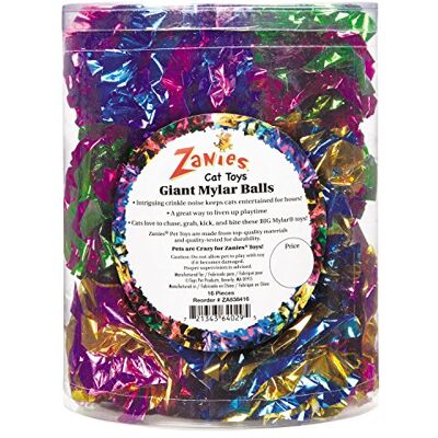 Zanies Giant Mylar Balls Cat Toys, 16-Piece Canisters Zanies Giant Mylar Balls Cat Toys, 16-Piece Canisters