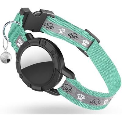 Odokele Reflective AirTag Cat Collar, Integrated Cat Tracker Collar with Air Tag Holder and Bell, Safety Elastic Band Cat GPS Collars for Girl Boy Cats, Kittens and Puppies (Green,S) Odokele Reflective AirTag Cat Collar, Integrated Cat Tracker Collar with Air Tag Holder and Bell, Safety Elastic Band Cat GPS Collars for Girl Boy Cats, Kittens and Puppies (Green,S)