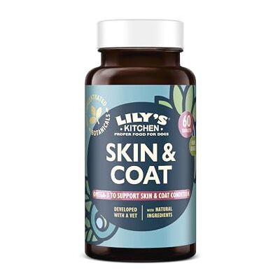 Lily's Kitchen Lily’s Kitchen Skin & Coat Supplements for adult dogs & senior dogs. 60 Tablets. Made with Natural Ingredients, Hyaluronic acid, Biotin & Vitamin C and Fish oil powder Lily's Kitchen Lily’s Kitchen Skin & Coat Supplements for adult dogs & senior dogs. 60 Tablets. Made with Natural Ingredients, Hyaluronic acid, Biotin & Vitamin C and Fish oil powder