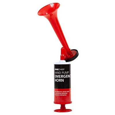 Firechief Hand Pump Air Horn – Reusable Blow Horn for Raising the Alarm in Emergencies – Loud Noise Foghorn for Fire Warnings, Events & Raising Alarm in the Workplace & in Offices Firechief Hand Pump Air Horn – Reusable Blow Horn for Raising the Alarm in Emergencies – Loud Noise Foghorn for Fire Warnings, Events & Raising Alarm in the Workplace & in Offices