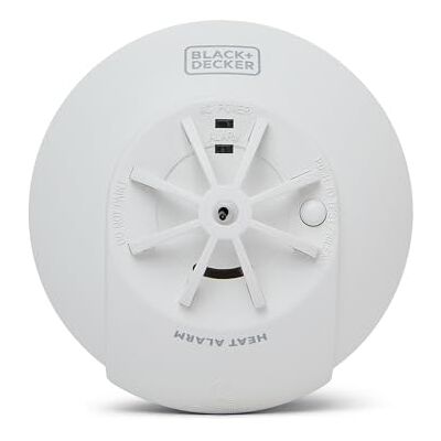 Black & Decker Kitchen Heat Alarm Mains Powered Interlinked with Battery Back Up. Interlinked Heat Detector For Home, Kitchen and Garage. FAST FIX Easy Installation Base, white with Test Button Black & Decker Kitchen Heat Alarm Mains Powered Interlinked with Battery Back Up. Interlinked Heat Detector For Home, Kitchen and Garage. FAST FIX Easy Installation Base, white with Test Button