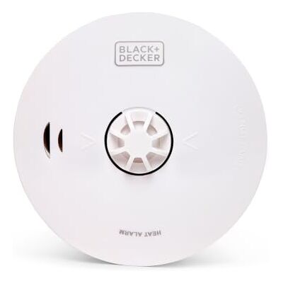 Black & Decker Kitchen Heat Alarm for Home with 10 Year Battery Included 10 Year Battery-Powered Easy Install Heat Alarm for Home. Fire Detector with Precise Sensor. White, Test Button Black & Decker Kitchen Heat Alarm for Home with 10 Year Battery Included 10 Year Battery-Powered Easy Install Heat Alarm for Home. Fire Detector with Precise Sensor. White, Test Button