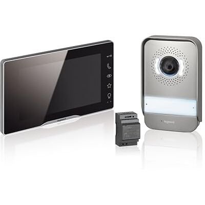 Legrand , EASYKIT Plus Video Door Intercom Kit with 2-Wire Connector, 7" Colour Monitor Mirrored & Wide Angle Camera, 1/2 Family Home Kit, Expandable, Row Installation Power Supply, IP54-IK07, 368915 Legrand , EASYKIT Plus Video Door Intercom Kit with 2-Wire Connector, 7" Colour Monitor Mirrored & Wide Angle Camera, 1/2 Family Home Kit, Expandable, Row Installation Power Supply, IP54-IK07, 368915