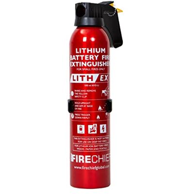 Firechief Lithium Ion Battery Fire Extinguisher 500ml Aerosol Lith-Ex Extinguisher for Phones, Chargers, Laptops & Tablets Firechief Lithium Ion Battery Fire Extinguisher 500ml Aerosol Lith-Ex Extinguisher for Phones, Chargers, Laptops & Tablets