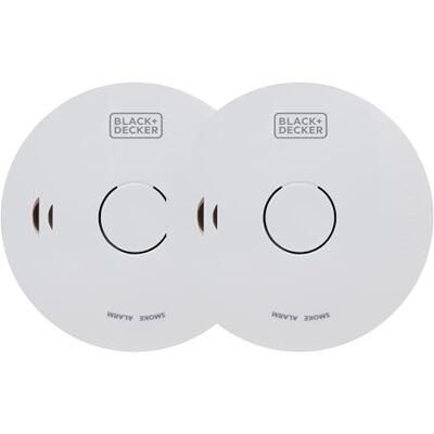 Black & Decker Smoke Alarm 2 Pack. 10 Year Lithium Battery Included Smoke Alarm for Home. Easy To Install Optical Smoke Detector Fire Alarm. With Test/Silence Button. White. Black & Decker Smoke Alarm 2 Pack. 10 Year Lithium Battery Included Smoke Alarm for Home. Easy To Install Optical Smoke Detector Fire Alarm. With Test/Silence Button. White.