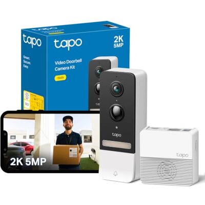 Tapo TD23 2K 5MP Battery Video Doorbell, No Monthly fee,160°Doorbell Camera Wireless,2 Way Audio,Long Battery Life,Ring Chime Included,Colour Night,Flexible Storage,IP54,APP Control,Alexa/Google Tapo TD23 2K 5MP Battery Video Doorbell, No Monthly fee,160°Doorbell Camera Wireless,2 Way Audio,Long Battery Life,Ring Chime Included,Colour Night,Flexible Storage,IP54,APP Control,Alexa/Google