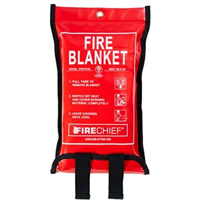 Firechief SVB1/K40 Kitemarked Budget Fire Blanket Small Fire Blanket (1m x 1m) Suited For Use Around The Home (Kitchen, Office, Garage) Firechief SVB1/K40 Kitemarked Budget Fire Blanket Small Fire Blanket (1m x 1m) Suited For Use Around The Home (Kitchen, Office, Garage)