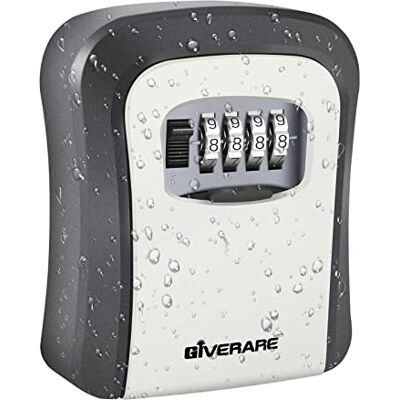 GIVERARE Key Lock Box, Wall Mount 4 Digits Combination Lockbox Outside, Waterproof Outdoor Key Hider for House Key, Resettable Safe Security Password Box with Mounting Kit & Dust-proof Cover-Grey GIVERARE Key Lock Box, Wall Mount 4 Digits Combination Lockbox Outside, Waterproof Outdoor Key Hider for House Key, Resettable Safe Security Password Box with Mounting Kit & Dust-proof Cover-Grey