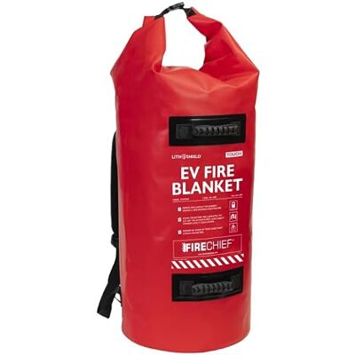 Firechief LithShield Tough EV Fire Blanket 5 x 5m with Red Backpack (FEVBT505) DIN 91489 Certified Withstands Up to 1300°C For Cars, SUVs & EVs Lightweight & Easy to Use 5-Year Warranty Firechief LithShield Tough EV Fire Blanket 5 x 5m with Red Backpack (FEVBT505) DIN 91489 Certified Withstands Up to 1300°C For Cars, SUVs & EVs Lightweight & Easy to Use 5-Year Warranty