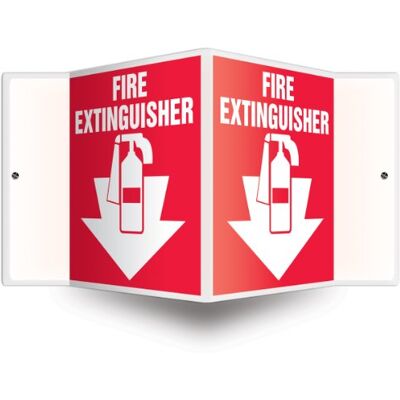 Accuform PSP113 Projection Sign 3D, Legend"FIRE Extinguisher (Arrow)", 6" x 5" Panel, 0.10" Thick High-Impact Plastic, Pre-Drilled Mounting Holes, White on Red Accuform PSP113 Projection Sign 3D, Legend"FIRE Extinguisher (Arrow)", 6" x 5" Panel, 0.10" Thick High-Impact Plastic, Pre-Drilled Mounting Holes, White on Red