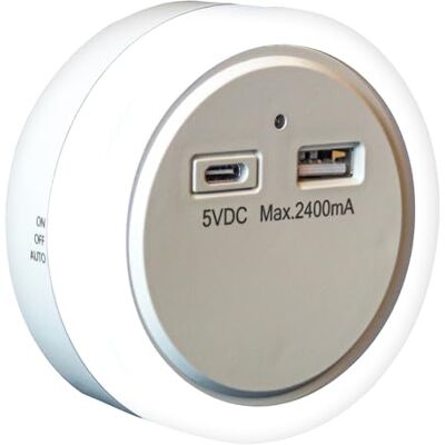 Uni-Com Plug-in Night Light with Built-in USB-A & USB-C Charger, Dusk to Dawn Sensor, Energy Saving Long Life LEDs, Soft Light for Children’s Rooms, Bedrooms, Stairways & Hallways Uni-Com Plug-in Night Light with Built-in USB-A & USB-C Charger, Dusk to Dawn Sensor, Energy Saving Long Life LEDs, Soft Light for Children’s Rooms, Bedrooms, Stairways & Hallways