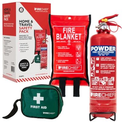 Firechief Travel Safety Kit Home Fire Safety Pack Caravan and Campervan Essentials 1kg Powder Extinguisher Fire Blanket First Aid Kit Car Essentials Home & Travel Accessories Emergency Pack Firechief Travel Safety Kit Home Fire Safety Pack Caravan and Campervan Essentials 1kg Powder Extinguisher Fire Blanket First Aid Kit Car Essentials Home & Travel Accessories Emergency Pack