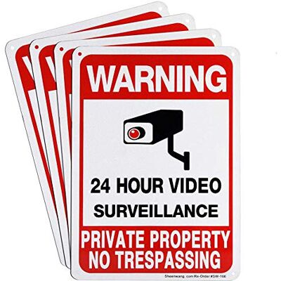 sheenwang 4-Pack Private Property No Trespassing Sign, Video Surveillance Signs Outdoor, UV Printed .040 Mil Rust Free Aluminum 10 x 7 in, Security Camera Sign for Home, Business, Driveway Alert, CCTV sheenwang 4-Pack Private Property No Trespassing Sign, Video Surveillance Signs Outdoor, UV Printed .040 Mil Rust Free Aluminum 10 x 7 in, Security Camera Sign for Home, Business, Driveway Alert, CCTV