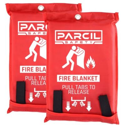 Parcil Distribution Emergency Fire Blanket Kitchen Fire Blanket UK British Standard Fireguard Blanket for Home Fire Protection & Home Safety (2-Pack) Parcil Distribution Emergency Fire Blanket Kitchen Fire Blanket UK British Standard Fireguard Blanket for Home Fire Protection & Home Safety (2-Pack)