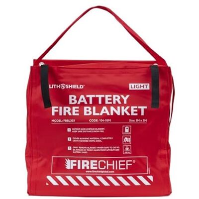 Firechief LithShield Light Battery Fire Blanket 3 x 3m (FBBL303) Lithium-Ion Fire Blanket Withstands Up to 1000°C Reduces Toxic Fumes Easy to Store & Deploy Firechief LithShield Light Battery Fire Blanket 3 x 3m (FBBL303) Lithium-Ion Fire Blanket Withstands Up to 1000°C Reduces Toxic Fumes Easy to Store & Deploy