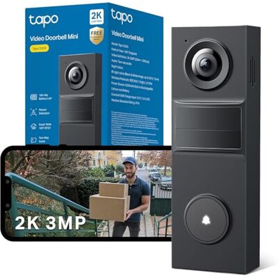 Tapo D205 2K 3MP Doorbell Camera Wireless, Video Doorbell Wireless 160° FOV Ultra Wide,2 Way Audio, TP-Link Free AI Detection,180 Days Battery, IP54, No Monthly Fee wtih SD Card, Alexa/Google Tapo D205 2K 3MP Doorbell Camera Wireless, Video Doorbell Wireless 160° FOV Ultra Wide,2 Way Audio, TP-Link Free AI Detection,180 Days Battery, IP54, No Monthly Fee wtih SD Card, Alexa/Google