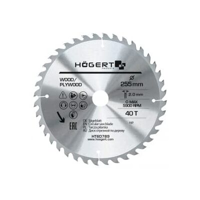 GTV Högert Technik Carbide Cutting Disc 255 x 40 D x 30 mm Suitable for Cutting Various Materials Made of Solid Wood and Wood Material GTV Högert Technik Carbide Cutting Disc 255 x 40 D x 30 mm Suitable for Cutting Various Materials Made of Solid Wood and Wood Material