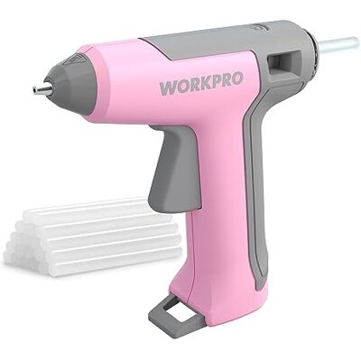 WORKPRO Cordless Glue Gun 3.6V with 20pcs Glue Sticks (7x100mm) Fast Preheating Hot Glue Gun with 2500mAh Lithium-ion Battery Automatic-Power-Off Glue Gun for Crafting with Indicator Lights Pink WORKPRO Cordless Glue Gun 3.6V with 20pcs Glue Sticks (7x100mm) Fast Preheating Hot Glue Gun with 2500mAh Lithium-ion Battery Automatic-Power-Off Glue Gun for Crafting with Indicator Lights Pink