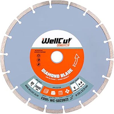 WELLCUT 230mm Diamond Cutting Disc, Segmented Diamond Blade for Concrete, Brick, Stone & Masonry,General Purpose Cutting Wheel, Block Paving, Patio Slabs & Building Materials (1) WELLCUT 230mm Diamond Cutting Disc, Segmented Diamond Blade for Concrete, Brick, Stone & Masonry,General Purpose Cutting Wheel, Block Paving, Patio Slabs & Building Materials (1)