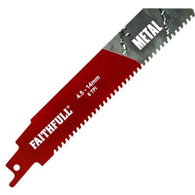 Faithfull Metal Cutting Carbide Sabre Saw Blade – 8 TPI Compact Straight-Cut Blade, Compatible with S-Shank Reciprocating Saws for Cast Iron, Stainless Steel & High-Strength Alloys – 152mm (6 in) Faithfull Metal Cutting Carbide Sabre Saw Blade – 8 TPI Compact Straight-Cut Blade, Compatible with S-Shank Reciprocating Saws for Cast Iron, Stainless Steel & High-Strength Alloys – 152mm (6 in)