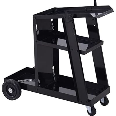 DURHAND Welding Cart Trolley for Gas Bottles, Safety Chain, Wheels, Black DURHAND Welding Cart Trolley for Gas Bottles, Safety Chain, Wheels, Black