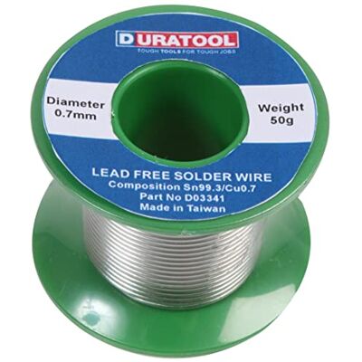 Duratool D03341 Lead Free Solder Wire, 0.7mm, 50g Duratool D03341 Lead Free Solder Wire, 0.7mm, 50g