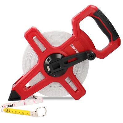 DEKTON 50M Fibreglass Surveyor Tape with Holder – Metric & Imperial, Class III Accuracy, UV Print, Abrasion & Water Resistant, Non-Slip Handle, Fast Rewind Pivot Reel, Durable Measuring Tool DEKTON 50M Fibreglass Surveyor Tape with Holder – Metric & Imperial, Class III Accuracy, UV Print, Abrasion & Water Resistant, Non-Slip Handle, Fast Rewind Pivot Reel, Durable Measuring Tool