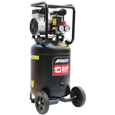 SIP Airmate Vertical 50L Oil-Free Direct Drive Air Compressor 2hp 116psi 8Bar Low Noise 62dB 9.6CFM SIP Airmate Vertical 50L Oil-Free Direct Drive Air Compressor 2hp 116psi 8Bar Low Noise 62dB 9.6CFM