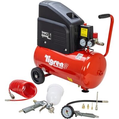 TIGREN Air Compressor Oil-Free Direct Drive with 7 Piece Kit, 230V 24L 2hp 1.5kW 116psi 8CFM TIGREN Air Compressor Oil-Free Direct Drive with 7 Piece Kit, 230V 24L 2hp 1.5kW 116psi 8CFM