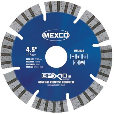 Mexco GPX10-15 General Purpose Concrete Diamond Blade, Cutting Disc for Non-Abrasive Building Materials 350mm, 15mm Segment Height, 20mm Bore Mexco GPX10-15 General Purpose Concrete Diamond Blade, Cutting Disc for Non-Abrasive Building Materials 350mm, 15mm Segment Height, 20mm Bore